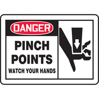 Enseigne  Pinch Points , 10" x 14", Vinyle, Anglais avec pictogramme Cantin et fils