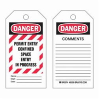 &eacute;tiquettes Confined Space, Polyester, 3" la x 5-3/4" h, Anglais Cantin et fils