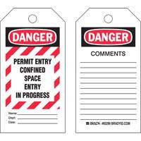 &eacute;tiquettes Confined Space, Polyester, 3" la x 5-3/4" h, Anglais Cantin et fils
