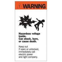 "Warning Hazardous Voltage" Sign, 8" x 4-1/2", Acrylic, English with Pictogram Cantin et fils