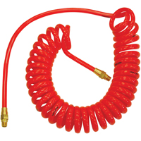 Flexcoil Self-Storing Polyurethane Air Hoses With Fittings, Air, 3/8" ID x 25' L, Polyurethane, 140 PSI at 23 °C Cantin et fils