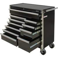 Chariot &agrave; outils industriel, 11 tiroirs, 41" la x 18-3/4" p x 39-1/3" h, Noir Cantin et fils