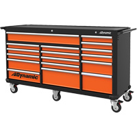 Armoire roulante, 17 tiroirs, 71" la x 24" p x 41" h, Noir/Orange Cantin et fils