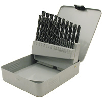 JET-KUT&reg; Black Oxide Drill Bit Set, 29 Pieces, High Speed Steel Cantin et fils