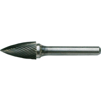 CLEVELAND Solid Carbide Burrs - Tree Shape Pointed End, SG-41, 1/8" Dia., 1/8" Shank, 1/4" Depth of Cut Cantin et fils