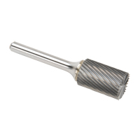 CLEVELAND Solid Carbide Burrs - Cylinder Shape with End Cut, SB-6, 3/5" Dia., 1/4" Shank, 24.4 mm Depth of Cut Cantin et fils