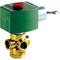 3-Way Direct Acting Universal Solenoid Valves, 1/4" Pipe, 100 psi Cantin et fils