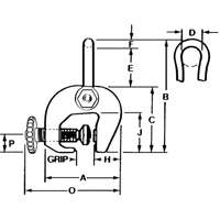 SAC Plate Clamp, 12000 lbs. (6 tons), 0" - 3" Jaw Opening Cantin et fils