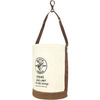 Leather-Bottom Bucket, 17" H, Canvas, White Cantin et fils