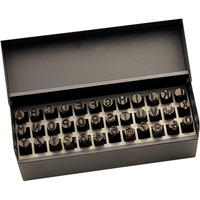 Jeu de lettres et num&eacute;ros pour estampage &agrave; la main, 36 morceaux Cantin et fils