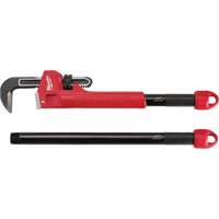Cheater Adaptable Pipe Wrench, 2-1/2" Jaw Capacity, 18"/24"/10" Long, Powder Coated Finish, Ergonomic Handle Cantin et fils
