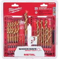 Shockwave Red Helix Metric Drill Bit Set, 25 Pieces, Titanium Cantin et fils