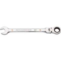 90-Tooth Flex Head Ratcheting Combination Wrench, 12 Point, 15 mm, Chrome Finish Cantin et fils