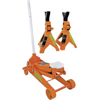 Cric datelier 3 tonnes avec paires de chandelles pour v&eacute;hicule de 3 tonnes, 2,5 tonne(s) Capacit&eacute;, 5" Abaiss&eacute;e, 19-1/4" &eacute;lev&eacute;e, Hydraulique &agrave; main Cantin et fils