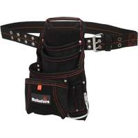 Carpenter's Suede Nail & Tool Bag, Leather, 11 Pockets, Black Cantin et fils