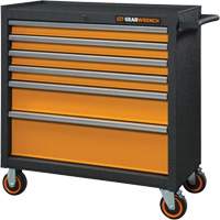 Armoire roulante pour outils s&eacute;rie GSX, 6 tiroirs, 36" la x 18-1/5" p x 37-2/5" h, Noir/Orange Cantin et fils