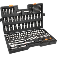 Jeu d'outils manuels pour m&eacute;canicien 90T SAE/MM avec prises 1/4", 3/8” & 1/2" Cantin et fils