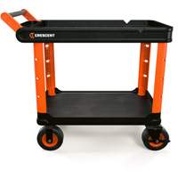 RAILWORKS 2-Shelf Industrial Utility Cart with 8" Casters, 47" L x 24-1/2" W x 37-4/5" H, Black/Orange Cantin et fils