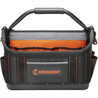 Sac ouvert de 17" pour outils d'ouvrier, Polyester, 25 pochettes, Noir/Orange Cantin et fils