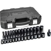 6-Point Metric Socket Set, 29 Pcs, Impact, 3/8" Drive Size, Deep Cantin et fils