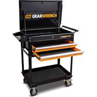 Chariot utilitaire, 2 tiroirs, 32-1/2" la x 42" h, Noir/Orange Cantin et fils