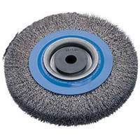 Brosses rotatives &agrave; fils torsad&eacute;s d'&eacute;tabli, 6" dia., Fils 0,0118", Arbre 1/2" - 1-1/4" Cantin et fils