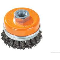 Brosse boisseau &agrave; fils nou&eacute;s avec anneau, 4" dia. x 5/8"-11 arbre Cantin et fils