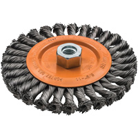 Brosse rotative &agrave; fils nou&eacute;s large, Arbre 5/8"-11, Acier Cantin et fils