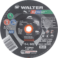 Meules &agrave; moyeu d&eacute;port&eacute; Flexcut, 6", 24 Grain, Oxyde d'aluminium, 5/8"-11, 10 200 Tr/min, Type 29 Cantin et fils
