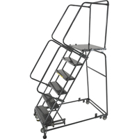 Weight Actuated Lockstep Rolling Ladders, 5 Steps, 24" Step Width, 50" Platform Height, Steel Cantin et fils