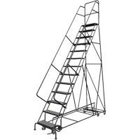 All Directional Rolling Ladder, 13 Steps, 24" Step Width, 130" Platform Height, Steel Cantin et fils