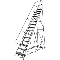 All Directional Rolling Ladder, 15 Steps, 24" Step Width, 150" Platform Height, Steel Cantin et fils
