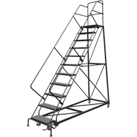 Safety Slope Rolling Ladder, 11 Steps, Perforated, 50° Incline, 110" High Cantin et fils