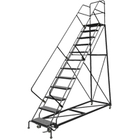 Safety Slope Rolling Ladder, 12 Steps, Perforated, 50° Incline, 120" High Cantin et fils