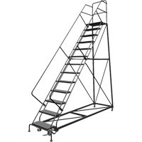 Safety Slope Rolling Ladder, 13 Steps, Perforated, 50° Incline, 130" High Cantin et fils