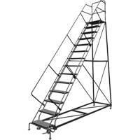 Safety Slope Rolling Ladder, 14 Steps, Perforated, 50° Incline, 140" High Cantin et fils