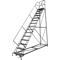 Safety Slope Rolling Ladder, 15 Steps, Perforated, 50° Incline, 150" High Cantin et fils