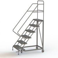 Safety Slope Rolling Ladder, 6 Steps, Serrated, 50° Incline, 60" High Cantin et fils