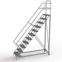 Safety Slope Rolling Ladder, 11 Steps, Serrated, 50° Incline, 110" High Cantin et fils