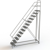 Safety Slope Rolling Ladder, 13 Steps, Serrated, 50° Incline, 130" High Cantin et fils