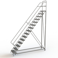 Safety Slope Rolling Ladder, 15 Steps, Serrated, 50° Incline, 150" High Cantin et fils