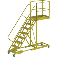 Cantilever Rolling Ladder, Supported, 8 Steps, 40" Platform Depth, 80" Platform Height Cantin et fils