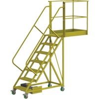 Cantilever Rolling Ladder, Unsupported, 7 Steps, 40" Platform Depth, 70" Platform Height Cantin et fils
