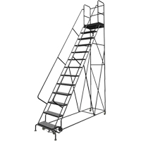 Deep Top Step Rolling Ladder, 13 Steps, 24" Step Width, 130" Platform Height, Steel Cantin et fils