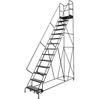 Deep Top Step Rolling Ladder, 14 Steps, 24" Step Width, 140" Platform Height, Steel Cantin et fils