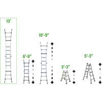 Telescoping Multi-Position Ladder, 2.916' - 9.75', Aluminum, 300 lbs., CSA Grade 1A Cantin et fils