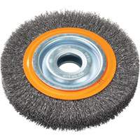 Crimped Wire Bench Wheel Brush, 6" Dia., 0.0118" Fill, 1/2" - 1/4" Arbor Cantin et fils