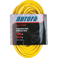 Cordon rallonge en vinyle avec indicateur lumineux, Ext&eacute;rieur, SJTOW, AWG 12/3, 15 A, 3 prise(s), 100' Cantin et fils