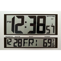 Jumbo Clock, Digital, Battery Operated, 16.5" W x 1.7" D x 11" H, Silver Cantin et fils