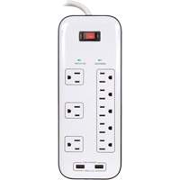 USB Charging Surge Protectors, 8 Outlets, 2400 J, 1875 W, 6' Cord Cantin et fils